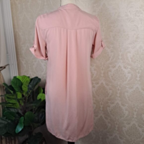 Philosphy Republic Clothing Size Small Pink Lace Up V-Neck Shift ShirttailDress - Picture 8 of 12